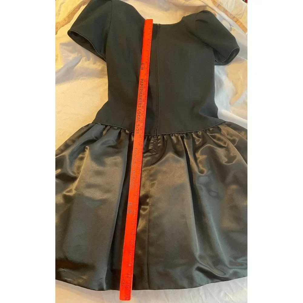 Morton Myles Gorgeous Black Vintage Dress Bows Rhinestones Size 10 Short Sleeve - Picture 10 of 14